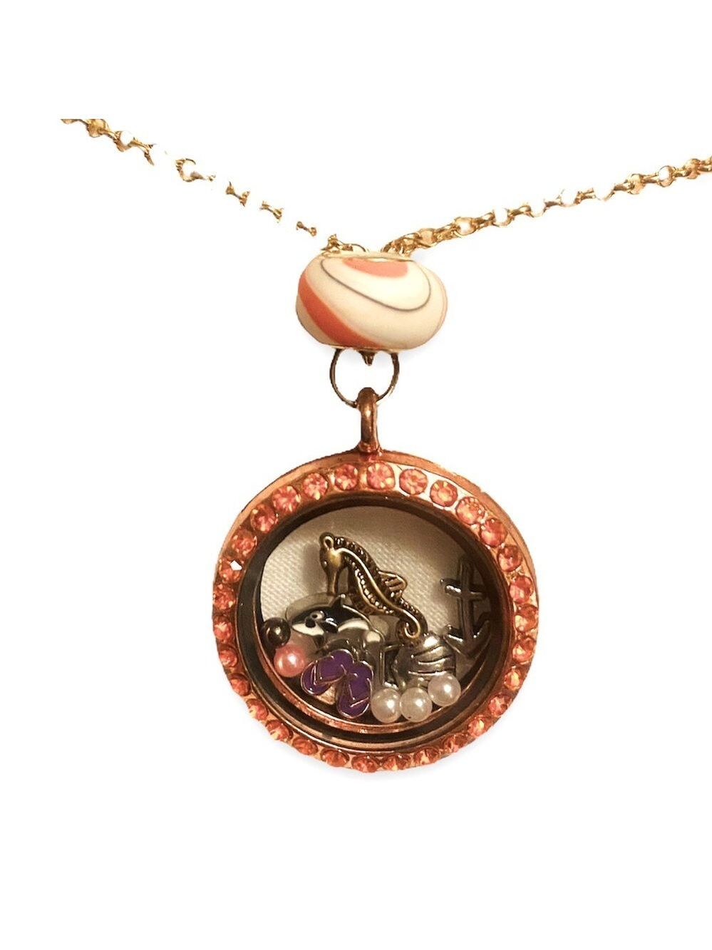 BEACH LIFE boutique charm circle locket pendant necklace + FREE CHARM EXTRAS! - Picture 2 of 4